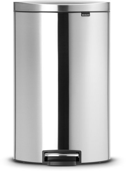 פח אשפה אובלי עם פדל 40 ליטר +Brabantia Flatback - צבע אפור מט נגד טביעות אצבע