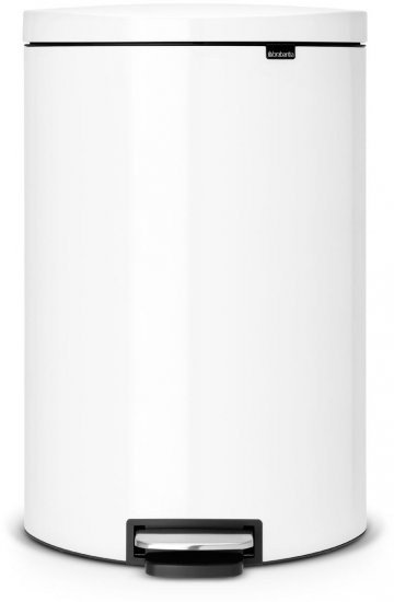 פח אשפה אובלי עם פדל 40 ליטר +Brabantia Flatback - צבע לבן