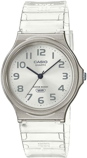 שעון יד אנלוגי עם רצועת סיליקון שקופה Casio MQ-24S-7BDF - צבע לבן