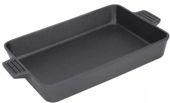 תבנית מלבנית עמוקה מברזל יצוק בגודל 33x23 ס''מ מבית CARNE - צבע שחור