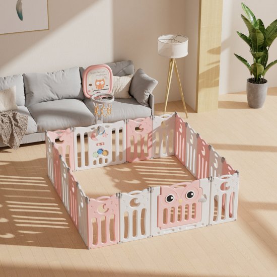 גדר פעילות מתקפלת לתינוקות וילדים גודל Large דגם ינשוף מבית Hilis - צבע אפרסק