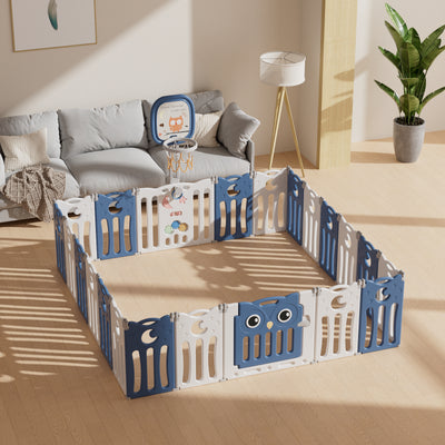 גדר פעילות מתקפלת לתינוקות וילדים גודל Large דגם ינשוף מבית Hilis - צבע כחול