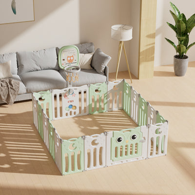 גדר פעילות מתקפלת לתינוקות וילדים גודל Medium דגם ינשוף מבית Hilis - צבע ירוק