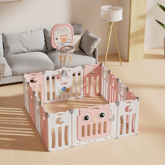 גדר פעילות מתקפלת לתינוקות וילדים גודל Small דגם ינשוף מבית Hilis - צבע אפרסק