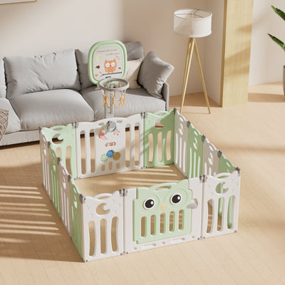 גדר פעילות מתקפלת לתינוקות וילדים גודל Small דגם ינשוף מבית Hilis - צבע ירוק