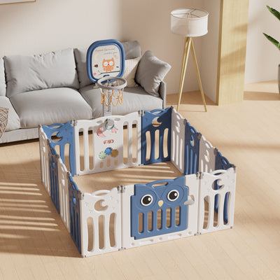 גדר פעילות מתקפלת לתינוקות וילדים גודל Small דגם ינשוף מבית Hilis - צבע כחול