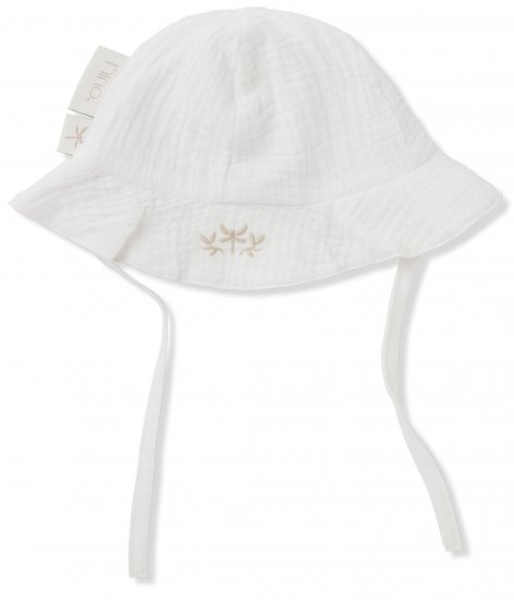 כובע קיץ לתינוק 100% כותנה טטרה ליין רקום לגילאים 12-18 חודשים מבית Nino  - סוכר לבן