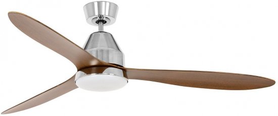 מאוורר תקרה 46 אינץ' 3 כנפיים עם שלט וגוף תאורה LED 18W CCT דגם Whitehaven מבית Lucci Air - צבע כרום / עץ