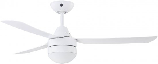 מאוורר תקרה 48 אינץ' 3 כנפיים עם שלט ובית נורה 2XE14 9W דגם Megara מבית Bayside - צבע לבן