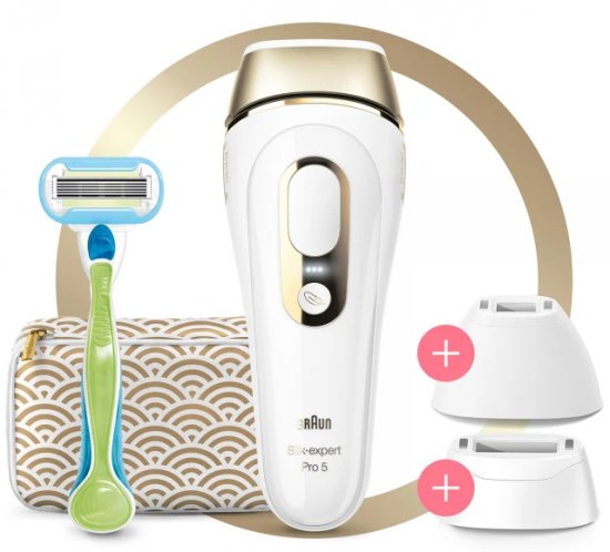 מסיר שיער עם 2 ראשי טיפול PL5237 + סכין גילוח ותיק נשיאה אופנתי Braun Silk-expert Pro 5 IPL