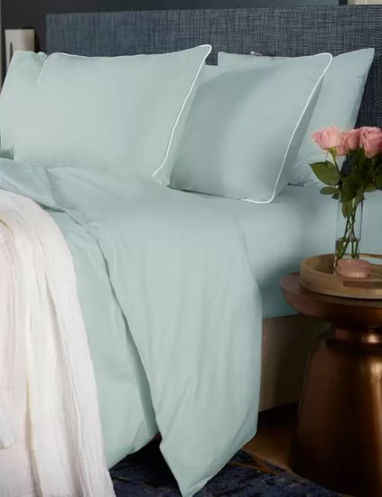 סט מצעים 3 חלקים למיטה יחיד 90X200 ס''מ דגם Florida מבית ערד טקסטיל - צבע אקווה עם פייפינג לבן