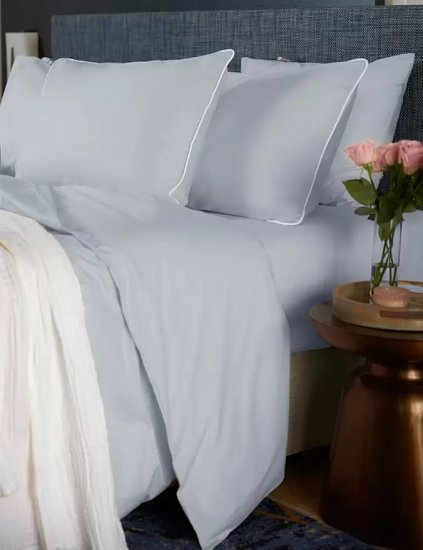 סט מצעים 3 חלקים למיטה יחיד 90X200 ס''מ דגם Florida מבית ערד טקסטיל - צבע כחול עם פייפינג לבן