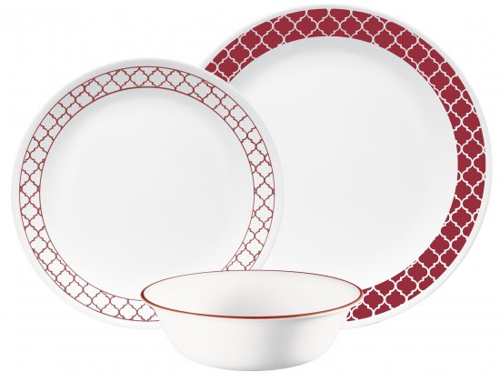 סט צלחות 12 חלקים ל-4 סועדים Corelle Crimson Trellis