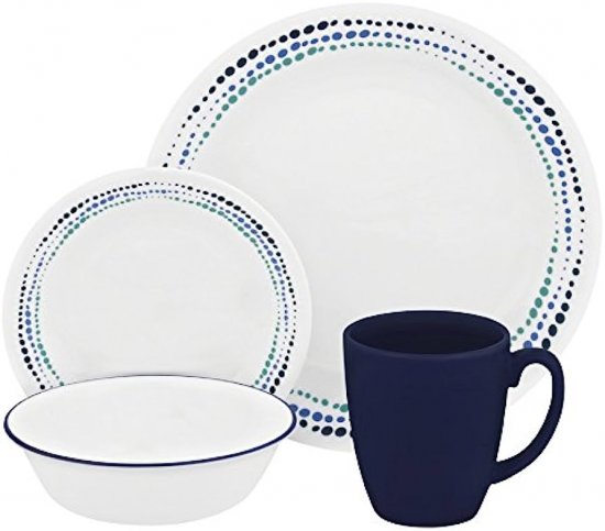 סט צלחות 16 חלקים ל- 4 סועדים CORELLE Ocean Blues