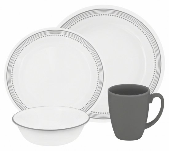 סט צלחות 16 חלקים ל-4 סועדים Corelle Mystic Gray