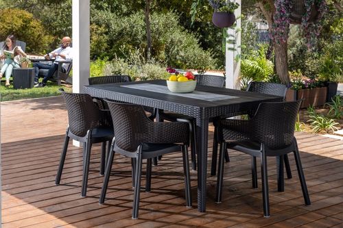 סט שולחן ו-6 כסאות אירוח Elegant מבית כתר – צבע אפור