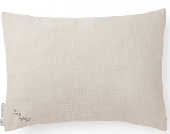 ציפית לכרית תינוק 100% כותנת טטרה ליין רקום מבית Nino - חלב שקדים