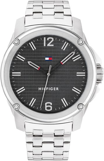 שעון יד אנלוגי לגברים עם רצועת Stainless Steel כסופה 1710486 Tommy Hilfiger Jason  - צבע אפור כהה