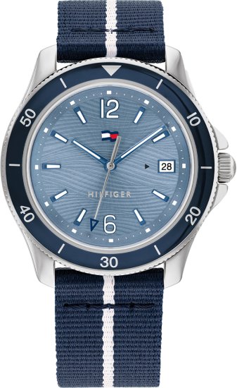 שעון יד אנלוגי לנשים עם רצועת ניילון כחולה Tommy Hilfiger Brook 1782511 - צבע כחול