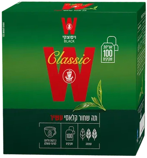 תה שחור קלאסי עשיר Wissotzky - סך הכל 100 שקיקים