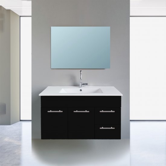 ארון אמבטיה תלוי ברוחב 100 ס''מ עם כיור משטח ומראה מרחפת דגם פרנצ'סקה מבית MATINA - צבע שחור מט