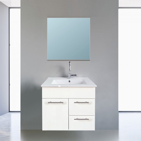 ארון אמבטיה תלוי ברוחב 80 ס''מ עם כיור משטח ומראה מרחפת דגם פרנצ'סקה מבית MATINA - צבע לבן מט