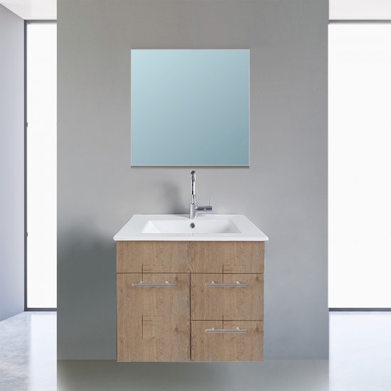 ארון אמבטיה תלוי ברוחב 80 ס''מ עם כיור משטח ומראה מרחפת דגם פרנצ'סקה מבית MATINA - צבע עץ