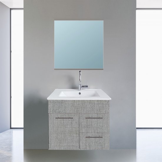 ארון אמבטיה תלוי ברוחב 80 ס''מ עם כיור משטח ומראה מרחפת דגם פרנצ'סקה מבית MATINA - צבע קנבס אפור