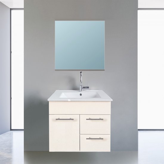 ארון אמבטיה תלוי ברוחב 80 ס''מ עם כיור משטח ומראה מרחפת דגם פרנצ'סקה מבית MATINA - צבע קרם