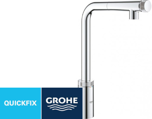 ברז נשלף 90 מעלות עם שסתום GROHE דגם Minta SmartControl - צבע כרום