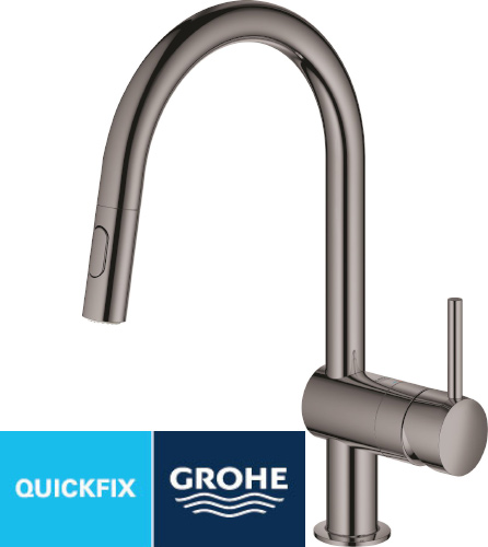 ברז נשלף עם ידית GROHE דגם Minta – צבע גרפיט מתכתי