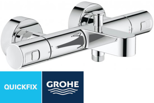 ברז תרמוסטטי לאמבטיה עם שסתום הטיה GROHE דגם Precision Joy - צבע כרום