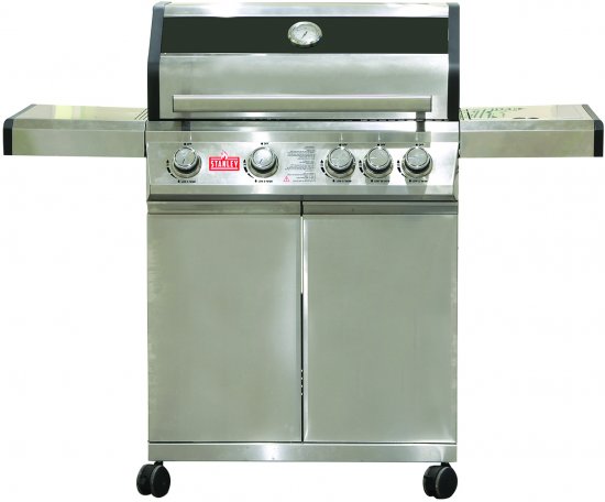 גריל גז 4 מבערים + כירת צד StanleyGrills 4010S Nirosta 60000BTU - פלנצ'ה וכיסוי גשם מתנה כלולים באריזה