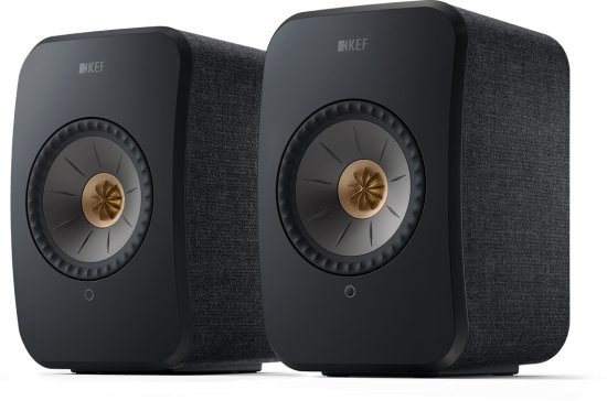 זוג רמקולים מדפיים אלחוטיים KEF LSX II HiFi - צבע שחור קרבון