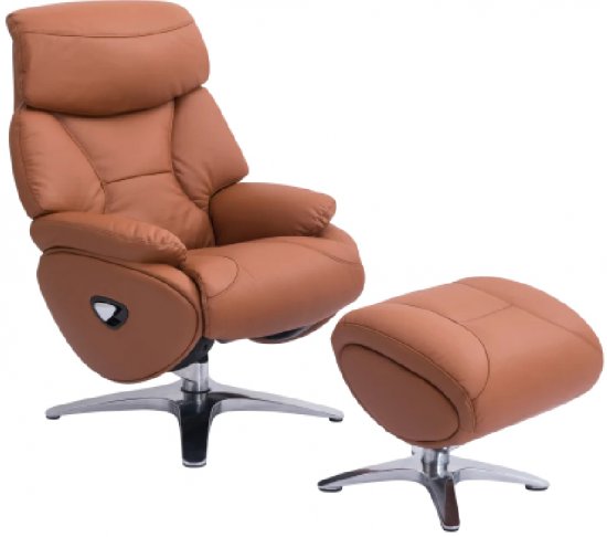 כורסת נוחות מעור + הדום Benda - צבע חום