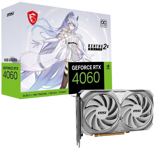 כרטיס מסך MSI GeForce RTX 4060 VENTUS 2X WHITE 8GB OC VTS GDDR6