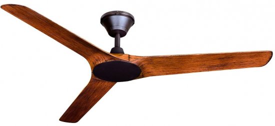 מאוורר תקרה 56 אינץ' 3 כנפיים בתקן IP66 עם שלט דגם Abyss מבית Lucci Air - צבע ברונזה / עץ כהה