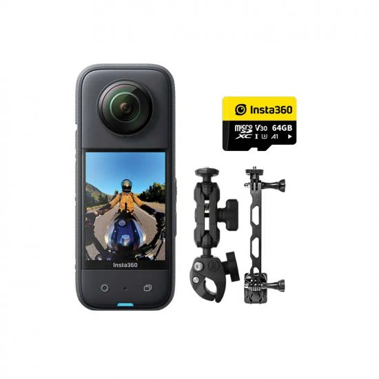 מארז צילום אופנוע Insta360 - כולל מצלמת X3 + ריפלקטור + מכסה עדשה + ערכת Motorcycle Mount