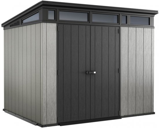 מחסן גינה 7x9 מטר דגם Artisan מבית כתר - צבע אפור ולבן