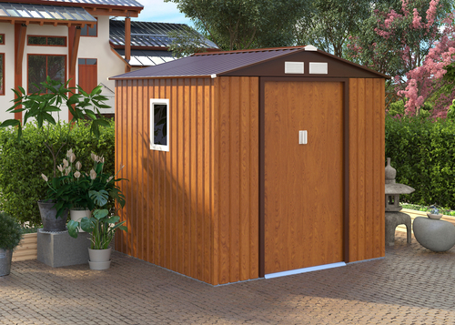 מחסן מתכת פרמיום דמוי עץ Garden Top W910 2.77X3.19- צבע חום