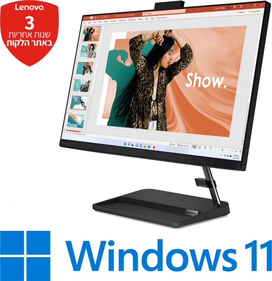 מחשב All-in-One ללא מסך מגע Lenovo IdeaCentre AIO 3-24IAP7 F0GH00LCIV - צבע שחור