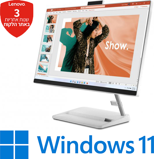 מחשב All-in-One ללא מסך מגע Lenovo IdeaCentre AIO 3-24IAP7 F0GH014HIV - צבע לבן