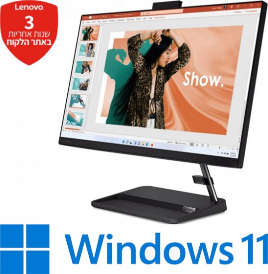 מחשב All-in-One ללא מסך מגע Lenovo IdeaCentre AIO 3-24IAP7 F0GH014SIV - צבע שחור