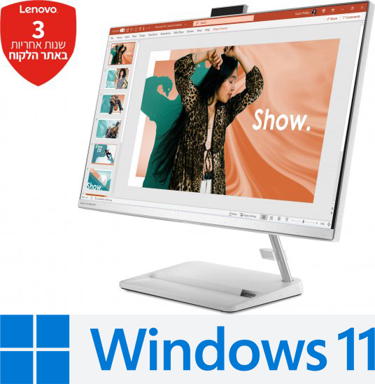 מחשב All-in-One ללא מסך מגע Lenovo IdeaCentre AIO 3-27IAP7 F0GJ00F2IV - צבע לבן