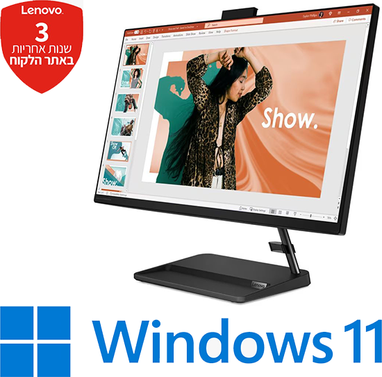 מחשב All-in-One ללא מסך מגע Lenovo IdeaCentre AIO 3-27IAP7 F0GJ00S4IV - צבע שחור