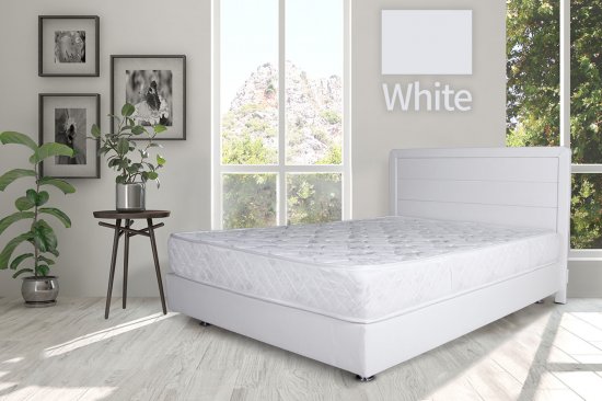 מיטה וחצי 120x190 דגם 6009 עץ מרופדת דמוי עור כוללת ארגז מצעים + מזרן קפיצים מתנה מבית Olympia - צבע לבן