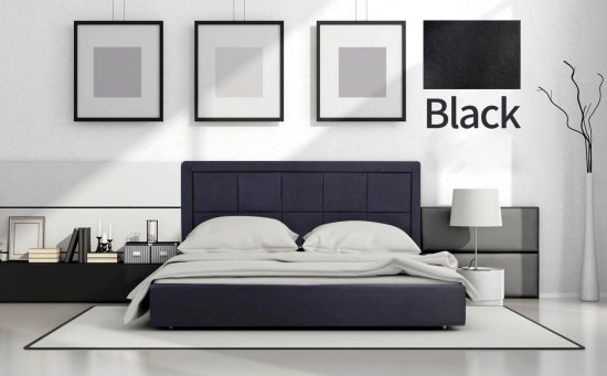 מיטה וחצי 120x190 דגם 6019 עץ מרופדת דמוי עור כוללת ארגז מצעים + מזרן קפיצים מתנה מבית Olympia - צבע שחור