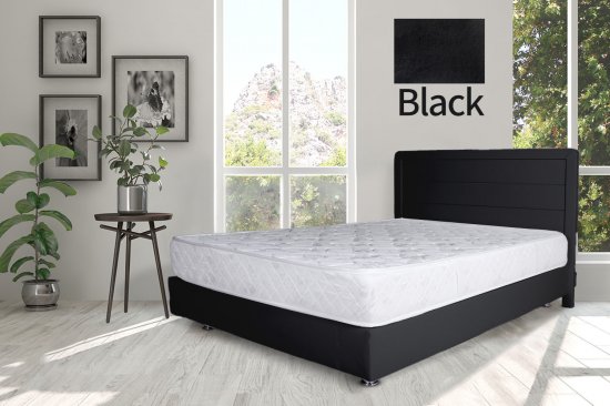 מיטה זוגית 140x190 דגם 6009 עץ מרופדת דמוי עור כוללת ארגז מצעים + מזרן קפיצים מתנה מבית Olympia - צבע שחור