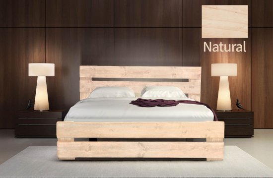 מיטה זוגית 160x190 דגם כפרית עץ מלא + מזרן מתנה מבית Olympia - צבע טבעי