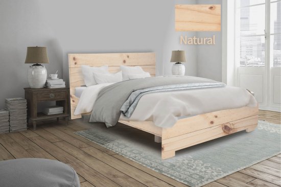 מיטה זוגית 160x200 דגם 5003 עץ אורן מלא + מזרן מתנה מבית Olympia - צבע טבעי